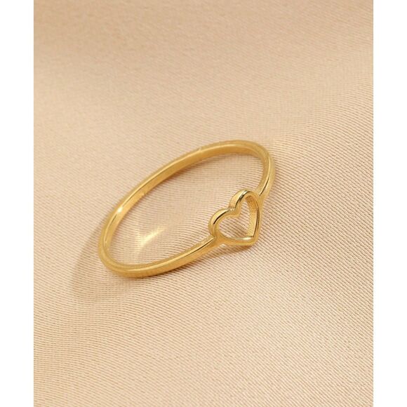 Simple Gold Stainless Steel Hollow Heart Ring Fashion Jewelry Promise Gift sz: 6 - Picture 2 of 4
